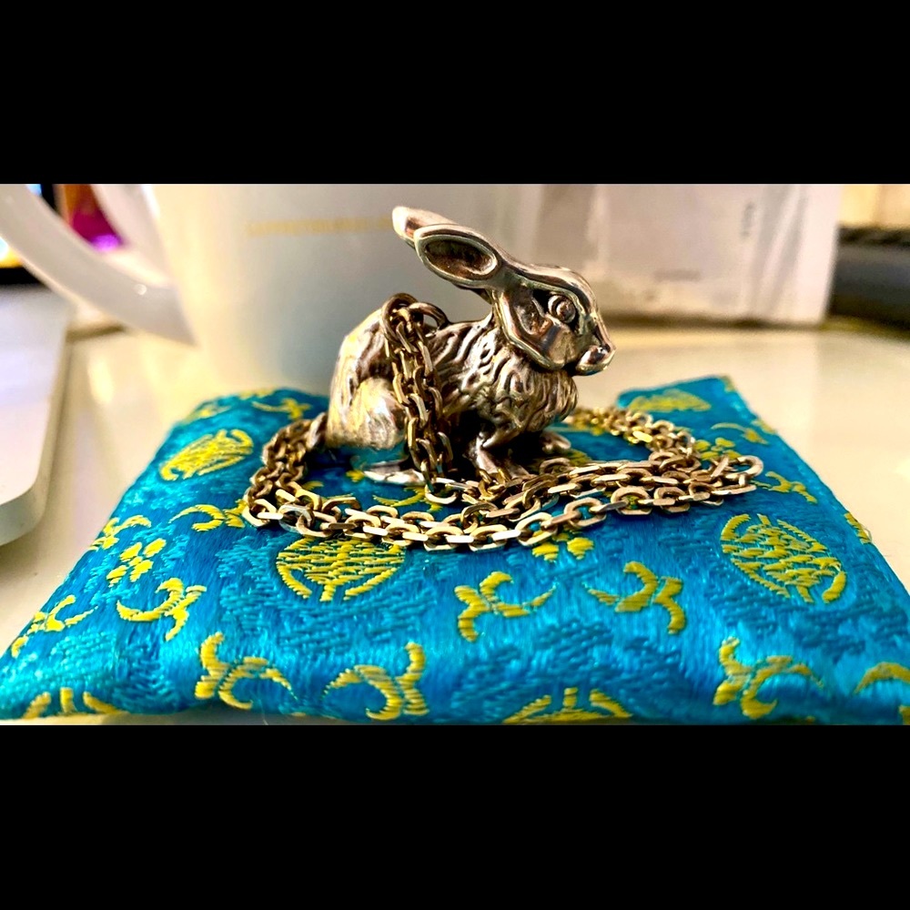 925 Solid Sterling Silver Easter Bunny Rabbit Pen… - image 3